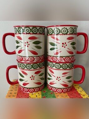 Temp-tations Old World Festivefetti Coffee/Tea/Hot Chocolate Mugs - Set of 4